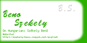 beno szekely business card