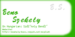 beno szekely business card